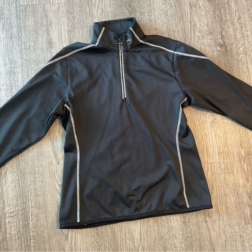 KJUS Midlayer Half-Zip Black Long Sleeve Fleece Pullover Size 40